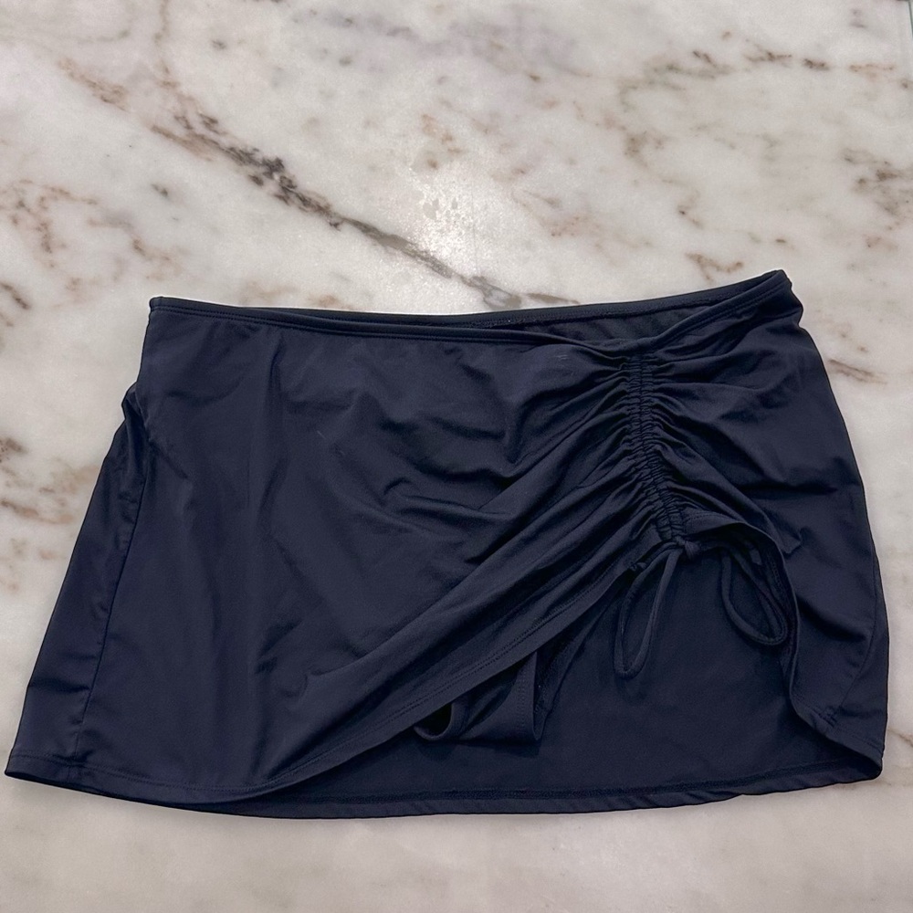 Black Swim Skirt with Ruched Side Detail